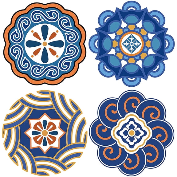 4PCS Flower of Life Window Decals Sticker Static Glass Clings Sliding Door Non Adhesive Vinyl Film Home Decals