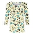 thumbnail image 5 of Ailaofu Womens 3/4 Sleeve Crew Neck Valentine T Shirts Love Heart Printed Graphic Tee Tops, 5 of 5