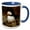 Blue/White, variant on 3drose, Horned Puffin, Lake Clark National Park, Alaska., 11oz Two-tone Black Mug