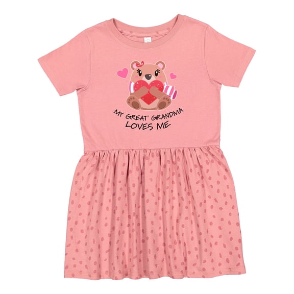 Inktastic My Great Grandma Loves Me Bear and Hearts Girls Toddler Dress