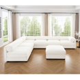 thumbnail image 3 of Modern 6-Piece Modular Sectional Sofa with Storage Soft White Couch Chenille Fabric Contemporary Cylindrica Design, Large Sectional Couches for Living Room, 3 of 9