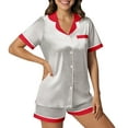 thumbnail image 2 of Fznquz Christmas Family Pajamas Satin 2 Piece Button Down Sleepwear Short Sleeve Xmas Loungewear, 2 of 9