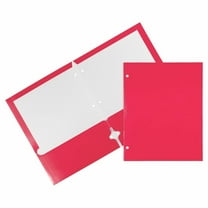 JAM Paper Laminated Two Pocket Glossy 3 Hole Punch School Folders, Fuchsia Hot Pink, 3/Pack