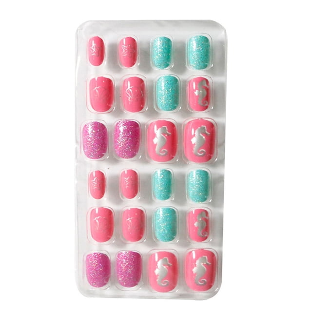 Vogacara 1 Juego de limas de longitud media para uñas de niños, prensa mate en palo, calcomanías de arte de Color sólido, suministros de salón, Kit Juegos de manicura Doce Vogacara CE011887-12