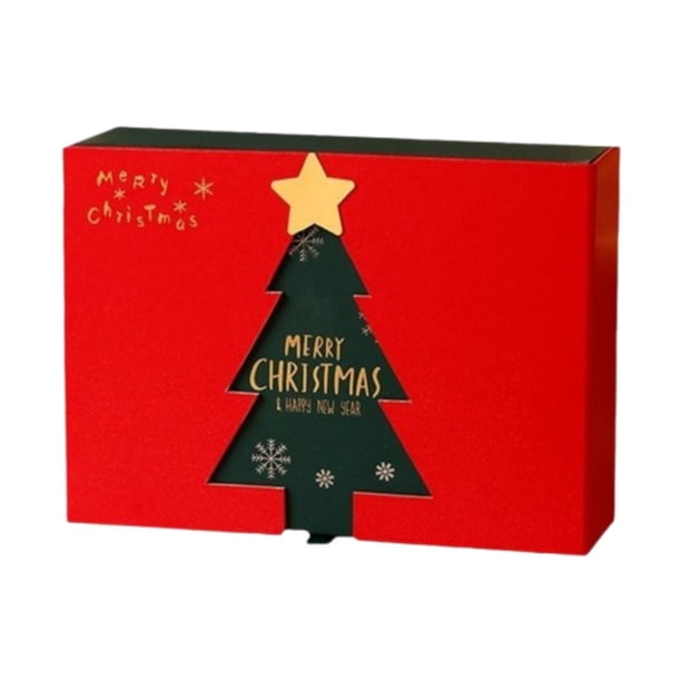 Caja de regalo navideña vacía, caja roja para decorar 20 cm x 18 cm x 8 cm