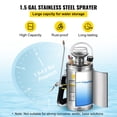thumbnail image 4 of 1.5Gal Stainless Steel Sprayer Set with 16" Wand, Handle, 3.3FT Reinforced Hose, Pressure Gauge, Safety Valve & Adjustable Nozzle  For Gardening & Sanitizing, 4 of 7