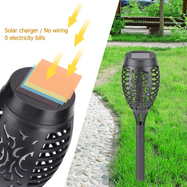 Luz De Llama Solar Lámpara de paisaje de jardín impermeable con luz de llama solar de 12 LED (6 piezas)