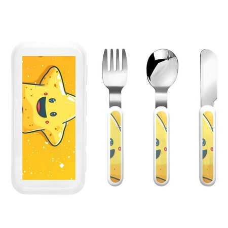 

Daiia Happy Cartoon Star for Stainless Steel Kids Silverware Set - Children’s Utensil Set - Children s Knife Fork And Spoon Set - Metal Kids Cutlery Set