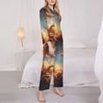 thumbnail image 3 of Gukieu Red And Gray Flame Fox Print Women's Long Sleeve Pajama Set, Button Top Elastic Pocket Pajama Pants Two Piece Set Home Wear-XX-Large, 3 of 7
