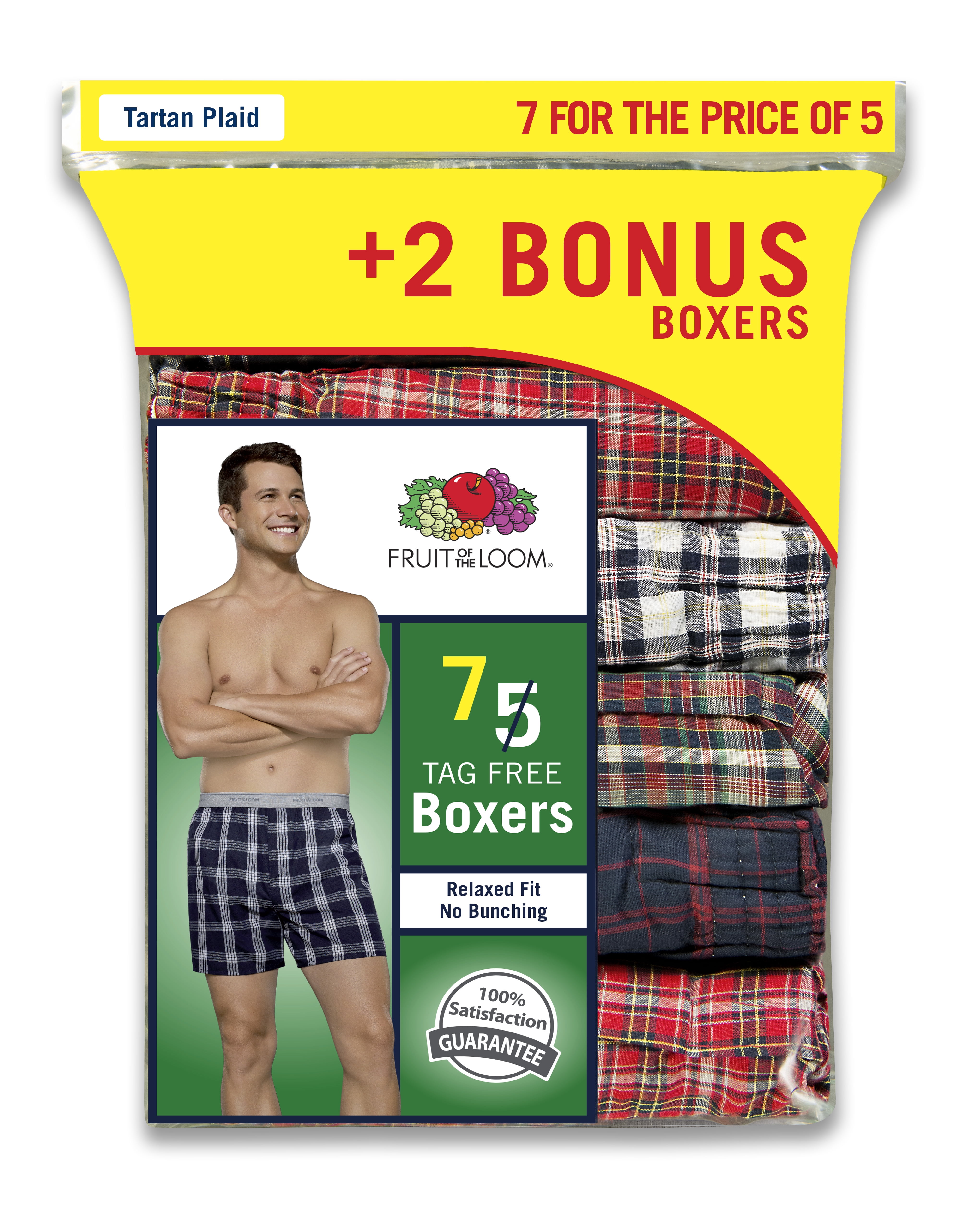 Fruit of the loom men's woven tartan and plaid boxer multipack Clearance