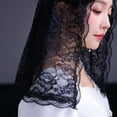 thumbnail image 3 of Floral Lace Veils for Head Covering Latin Mass Mantilla Veils Short Scarf for Bridal Women White Black Catholic Church V, 3 of 16
