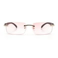 thumbnail image 4 of Rimless Luxury Narrow Rectangle Woodbuff Arm Fashion Sunglasses Gold Brown - Pink, 4 of 8