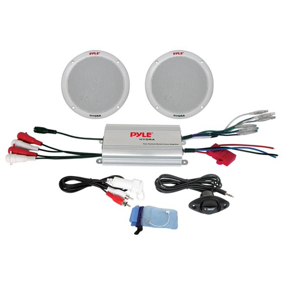 Kit de altavoces Marine Receiver Pyle PLMRKT2A con amplificador y 6.5 pulgadas