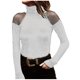 thumbnail image 1 of Mujeres Sexy Slim Net Yarn Empalme Sólido Casual Mangas largas Cuello alto Camisas Blusas Tops Pullover Fridja hkj3462, 1 of 3
