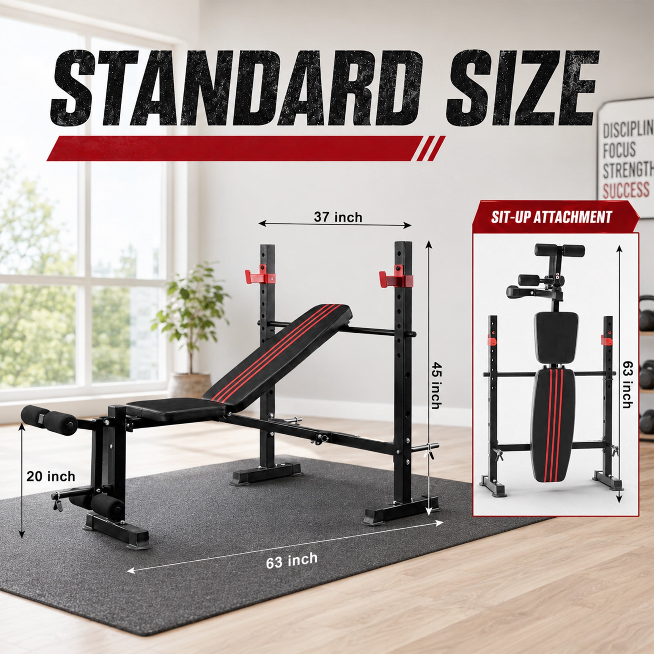 SHOUFTW Foldable Adjustable Weight Bench Set with Leg Developer, 650 lbs Heavy-Duty Bench Press for Home Gym Strength Training, Space-Saving Workout Equipment for Small Apartments, Black