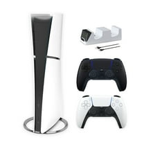 PlayStation 5 Slim Digital 2TB SSD Edition Bundle with Two Controllers White and Midnight Black Dualsense and Mytrix Controller Charger - Slim PS5 2TB PCIe SSD Gaming Console JP Version Region Free