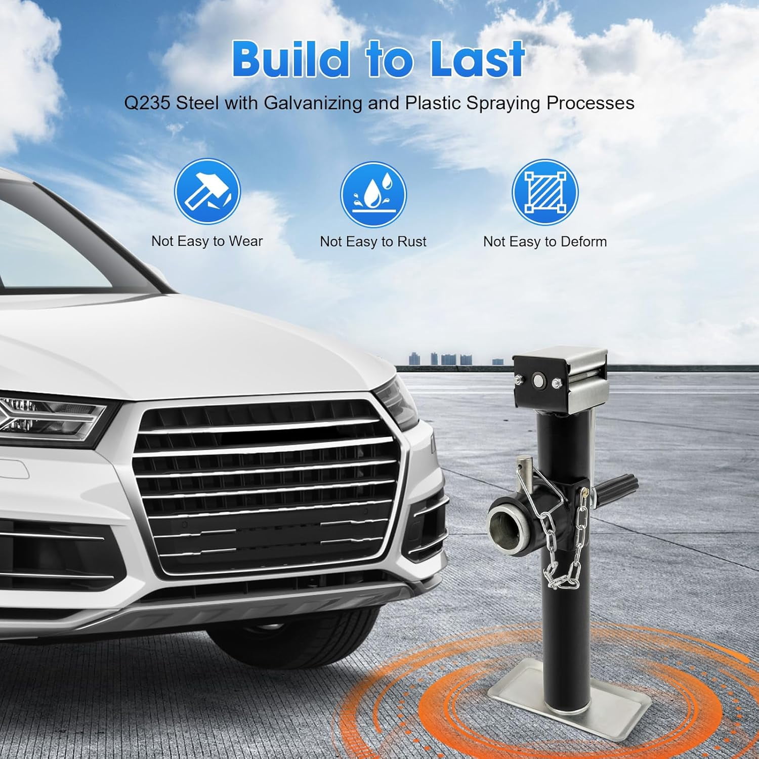 1 Ton Heavy Duty Manual Jack Car Jack Stands with Removable Handle, Adjustable Height to 10.23in, Steel Jack Fast Lift Service Jack for Automotive Repair Industry