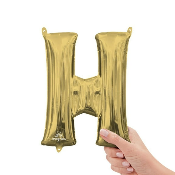16 inch Letter H - Anagram - White Gold (Air-Fill Only) Foil Mylar Balloon - Party Supplies Decorations