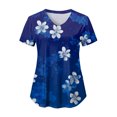 thumbnail image 6 of COMVALUE Scrub Tops Women Short Sleeve Plus Size V Neck Fun Printed Scrubs Top Medical Nursing Uniforms with Pockets (Dark Blue, 3XL), 6 of 9