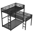 thumbnail image 5 of Euroco Metal Twin Size 3-in-1 Triple Bunk Bed, Twin over Twin over Twin Bed for Kids Teens Room, L-Shaped Three Beds with Ladders and Safety Guardrails for Limited Rooms, Black, 5 of 11