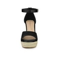 thumbnail image 6 of BLISSFUL STEP Women's Ankle Strap Platform Espadrilles Wedge Heel Sandals Black 7, 6 of 7