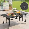 thumbnail image 4 of Richryce 7-Piece Outdoor Patio Dining Set, Metal Table with Umbrella Hole, 6-Person Patio Table and 6 Swivel Chairs for Garden, Gray Chairs, 4 of 9