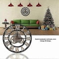 thumbnail image 2 of Vintage Wall Clock Round Metal Silent Battery Operated 45cm Black Roman Numerals Living Room, 2 of 5