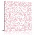 thumbnail image 2 of Pink Flower Wall Art Painting on Canvas, Vintage Farmhouse Boho Leaf Spring Solid Canvas Art Home Prints Wall Art Framed Modern Artwork for Living Room Bedroom Wall Decor 12x12in, 2 of 9