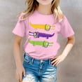 thumbnail image 2 of Girls Tshirts Summer Casual Alligators Print Round Neck Short Sleeve Tees Girls' Tops Light Pink 6-7 Years, 2 of 5