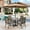 37" x 37" Wood-grain Patio Table-Beige, variant on MF Studio 6-Piece Outdoor Patio Dining Set with 10ft Beige Umbrella, 37" Metal Square Outdoor Patio Table and Textilene Chairs for 4 People, Black & Brown-gray