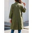 thumbnail image 5 of Spring Fall Women Plaid Patchwork Long Sleeved Single Breasted Casual Trench Coat, 5 of 6