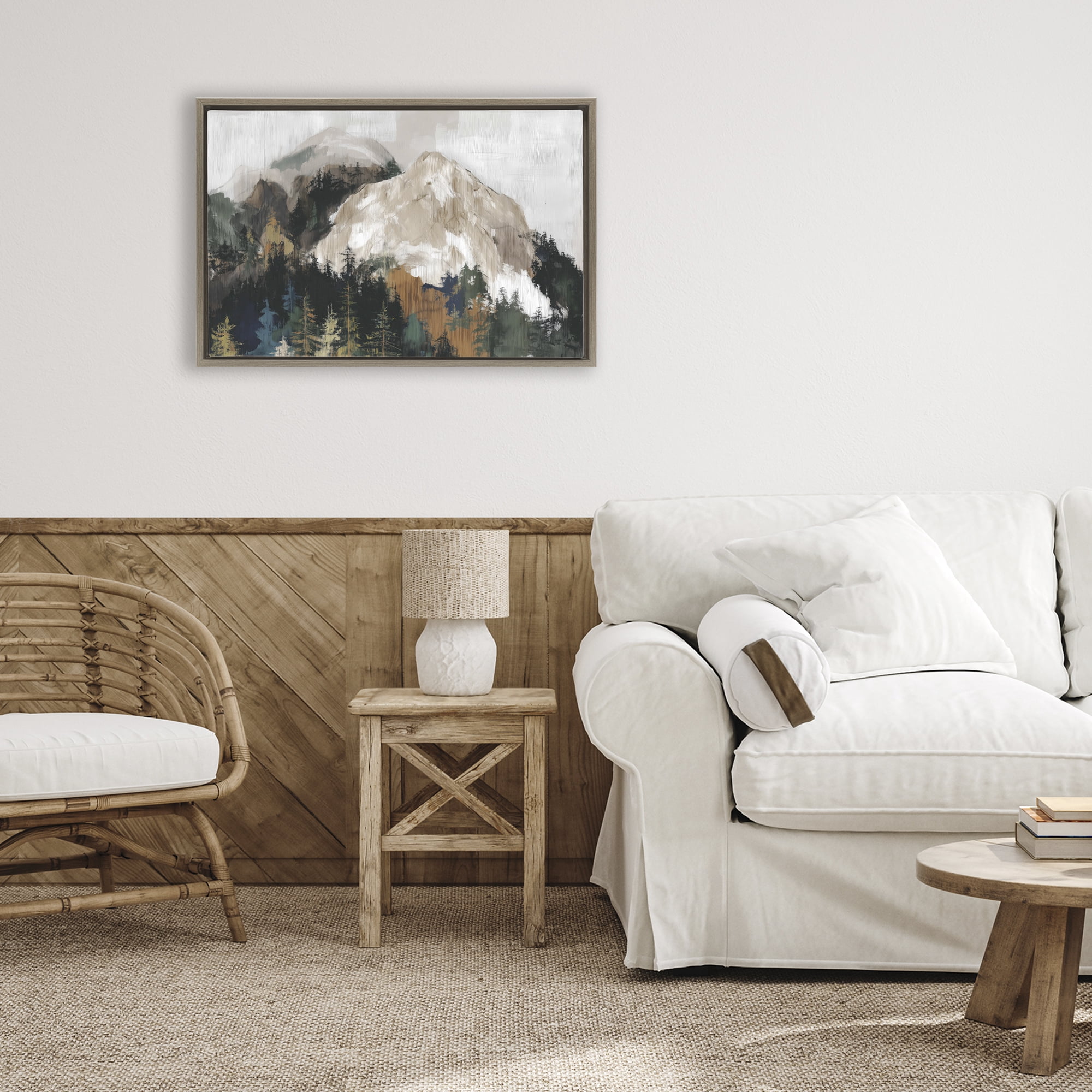 Stupell Industries Rugged Mountain Peaks Brown Framed Floater Canvas Wall Art, design by Chromatic Storm Studio