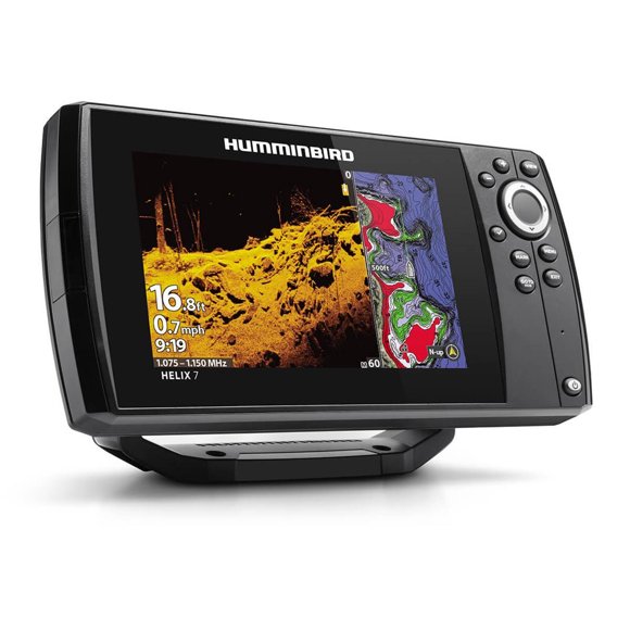 Humminbird Fish Finder 411610-1 Helix 7 Mega Di; Use To Find Fish And Identify Buoys/Day Markers/Hazards/Marinas/Contours/Depth Markers; 7 Inch LCD Display; 1024 x 600 Pixels Resolution