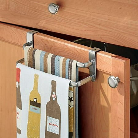 mDesign Over-the-Cabinet Kitchen Dish Towel Holder with Two Bars - 9