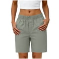 thumbnail image 2 of Women's Casual Elastic Waist Shorts, Button Detail Summer Shorts with Pockets Gray S, 2 of 9