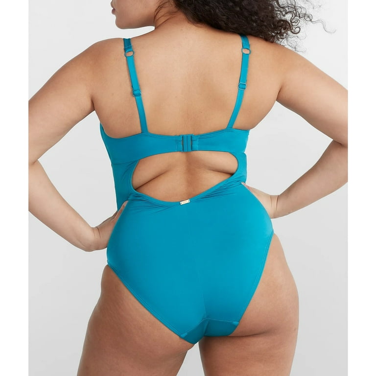 Panache TEAL Mykonos Wrap Underwire One Piece Swimsuit US 36F UK 36E