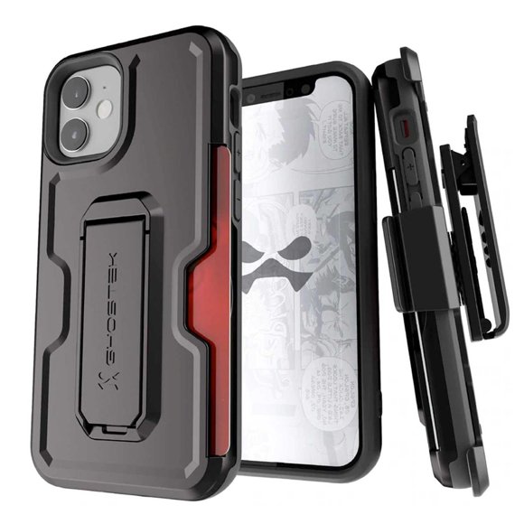 Funda GHOSTEK Iron Armor para iPhone 12 MINI Negra con Clip y Mica Ghostek GHOCAS2604