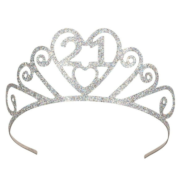 6 Pack Beistle Glittered Metal 21st Birthday Party Tiara