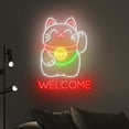 thumbnail image 2 of Handmadetneonsign Lucky Cat Welcome Neon Sign, Lucky Cat Light Wall Art Decor, Open Store Wall Decor 51381, 2 of 5