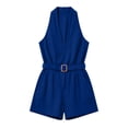 thumbnail image 6 of Tqcoqu Womens Sleeveless Shorts Belted Romper,Plunging V-Neck Romper,Summer Outfit High Waist Slim Romper with Pocket,Blue Women's S-XXL, 6 of 6
