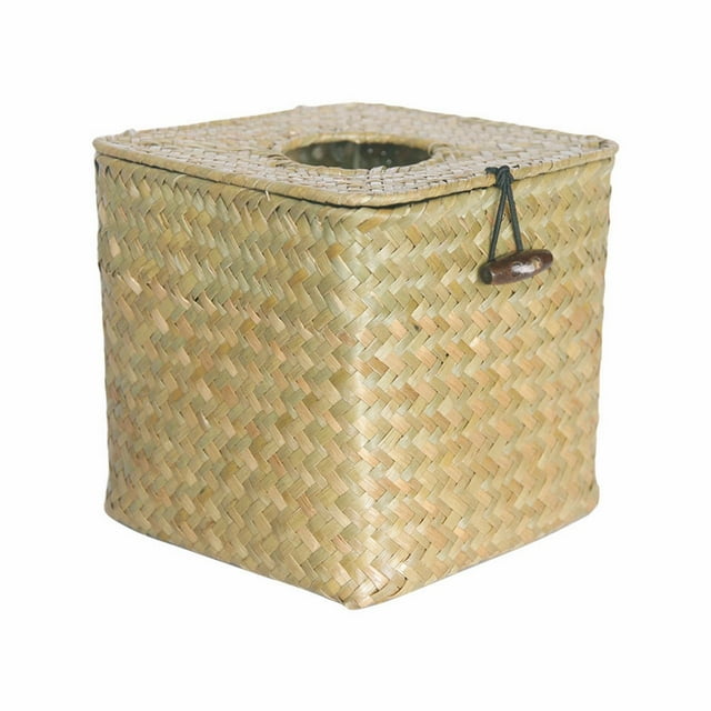 Under 10 Desktop Ornament Square Woven Tissue Box Holder Decorative Napkin Holder Pumping Paper Case Dispenser