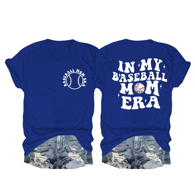 Nouveaux et Tendances T-Shirts Graphiques Uooqdmx pour Femmes, Chemise de Baseball pour Femmes, Sweat à Manches Courtes pour Femmes, T-Shirt à Col Rond Décontracté à la Mode, Chemises en Coton pour Femmes, Bleu TG