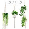thumbnail image 1 of 3 Pack Handmade Cotton Rope Macrame Plant Hangers with 6 Hooks Hanging Pot Basket for Boho Home Decor, 1 of 7
