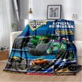 thumbnail image 1 of Manta de franela de dibujos animados para niños, manta cálida y súper suave para cama de viaje, sofá, cama, regalos, Monster Truck, 1 of 4