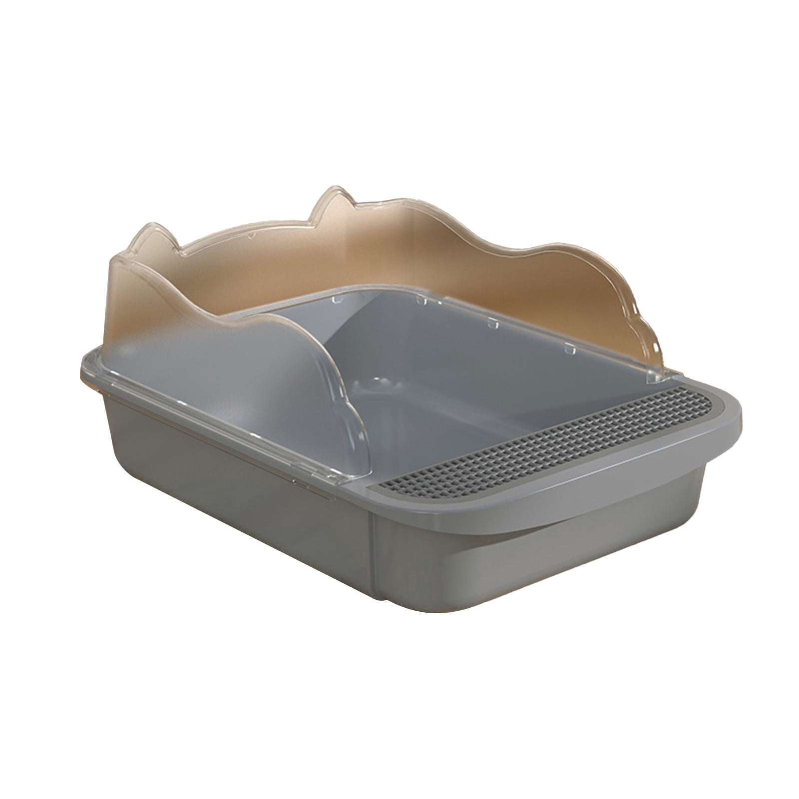 Semi Enclosed High Side Cat Litter Box with Splash Guard, Includes Litter Scoop and Hook, Large Plastic Tray for Indoor Cats, Leak Proof Design Easy to Clean