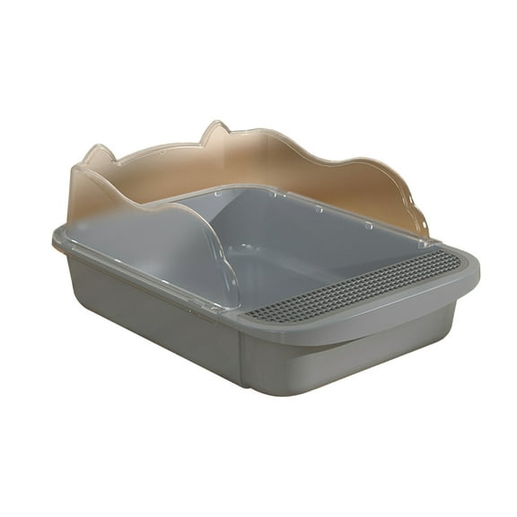 Semi-Enclosed Cat Litter Box, 43x28x18cm Plastic Splash-Proof Design, Multicolor, Ideal for Large Cats & Easy Cleaning