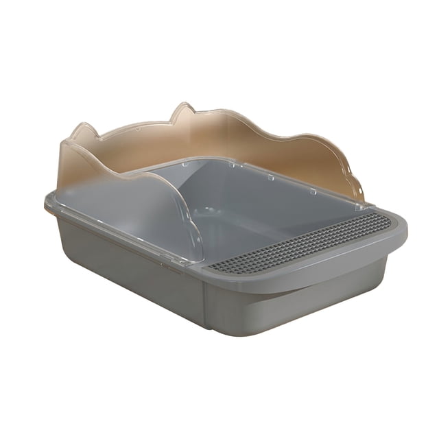 Cat Litter Box High Sides Semi-Enclosed 43x28cm with Splash-Proof Design, Includes Shovel & Hook, Large Litter Box with High Sides