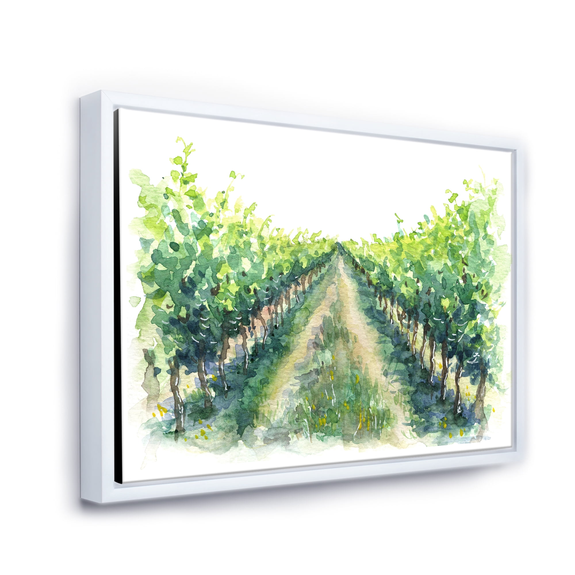 Designart 'Rural Scene Vineyard Path' Traditional Framed Canvas Wall Art Print