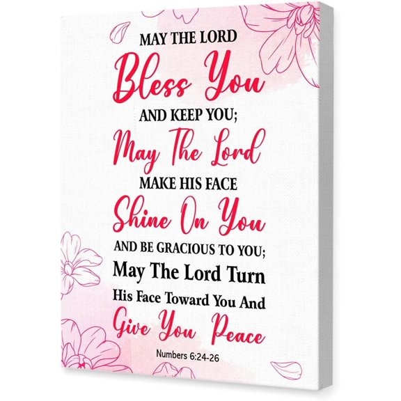 Numbers 6:24-26 May the Lord Bless You and Keep You Wall ArtChristian Wall Decor for Women,Inspirational Bible Verse Wall DecorScripture Canvas Wall Art for Home Room Office