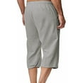 thumbnail image 3 of VSSSJ Mens Capri Pants Loose Fit Cotton Linen Casual Drawstring Elastic Waist Straight Leg Breathable Summer Outdoor Beach Cropped Pants Gray L, 3 of 6